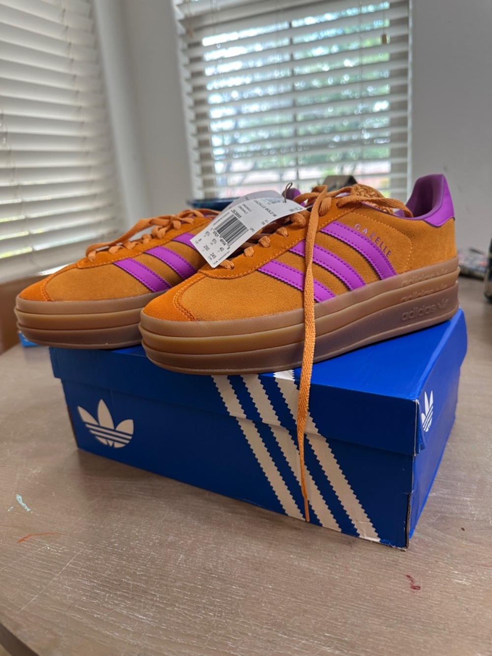 Adidas Gazelle Platform Sneakers - Orange & Purple Accents